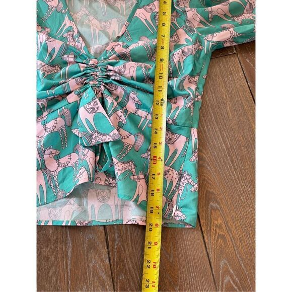 Zero Degrees Celsius Top Green Pink Size Small - Picture 9 of 9